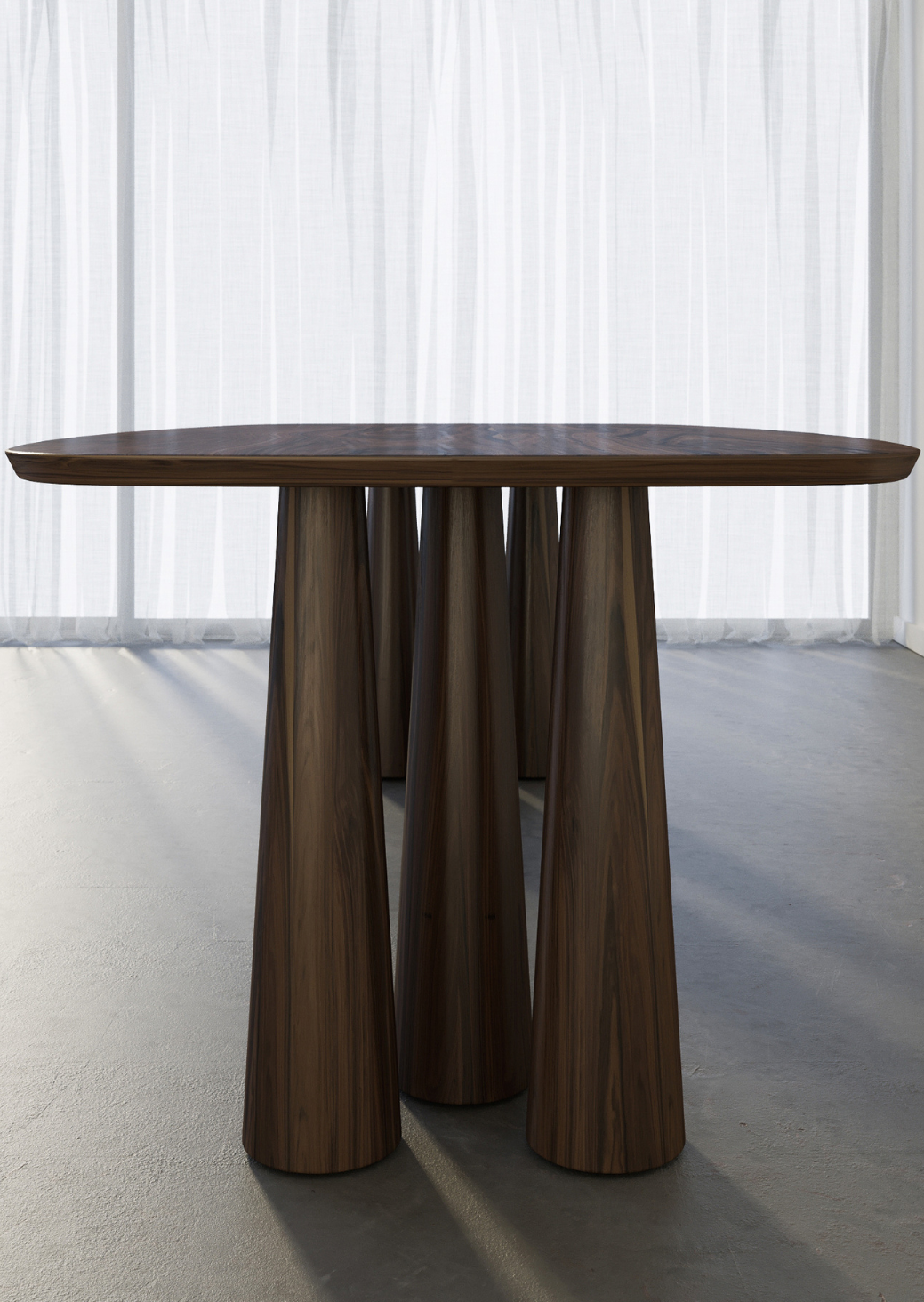 Bold Table limited edition mid-century inspired collectible dining table in walnut
Bold Table six tapered legs close-up, handcrafted in Australia