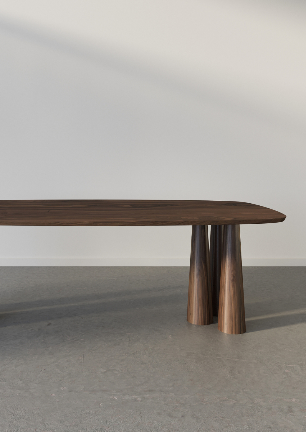 Bold Table limited edition mid-century inspired collectible dining table in walnut

Bold Table six tapered legs close-up, handcrafted in Australia