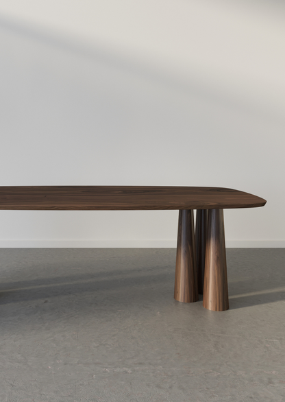 Bold Table limited edition mid-century inspired collectible dining table in walnut

Bold Table six tapered legs close-up, handcrafted in Australia