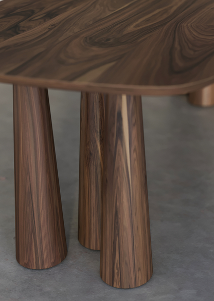 Bold Table limited edition mid-century inspired collectible dining table in walnut

Bold Table six tapered legs close-up, handcrafted in Australia