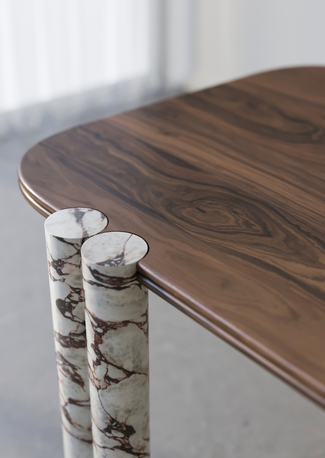 Forever Table – limited-edition sculptural table in walnut and Marble