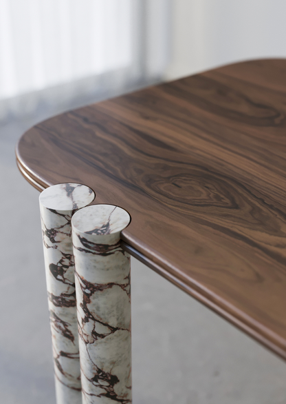 Forever Table – limited-edition sculptural table in walnut and Marble