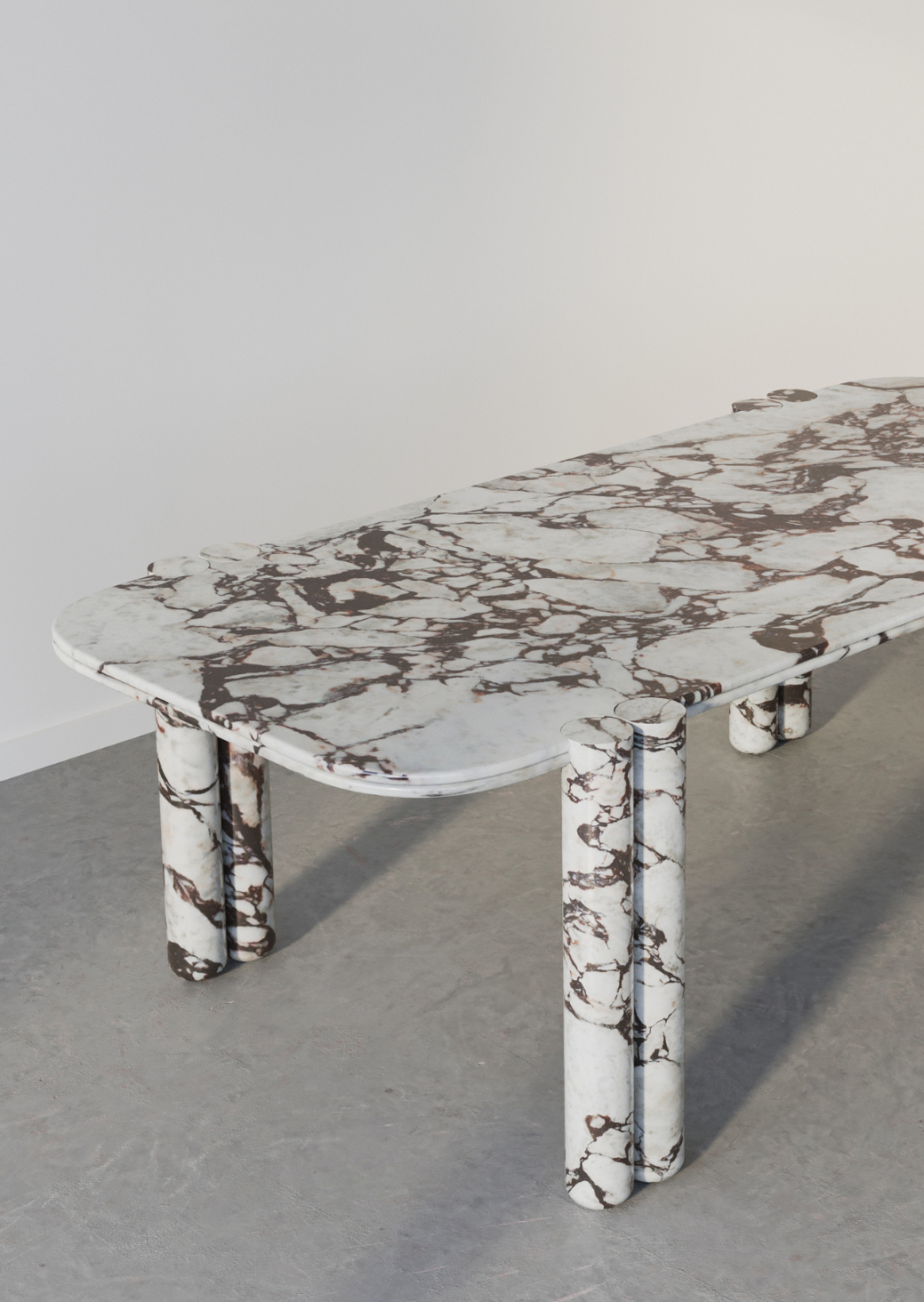 Forever Table marble top and base combination, numbered edition detail