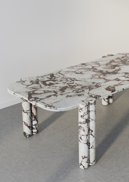 Forever Table marble top and base combination, numbered edition detail