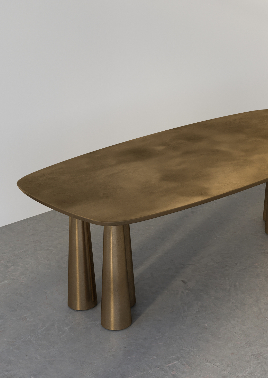 Bold Table limited edition mid-century inspired collectible dining table in brass

Bold Table six tapered legs close-up, handcrafted in Australia
