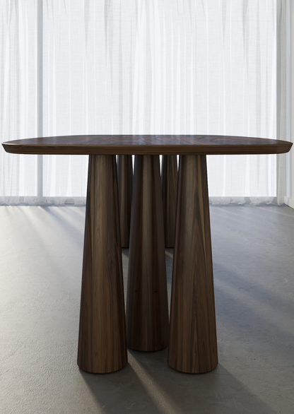 Bold Table limited edition mid-century inspired collectible dining table in walnut

Bold Table six tapered legs close-up, handcrafted in Australia