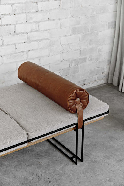 Coulee Daybed feature line detail between steel frame and stitching, handcrafted in NSW