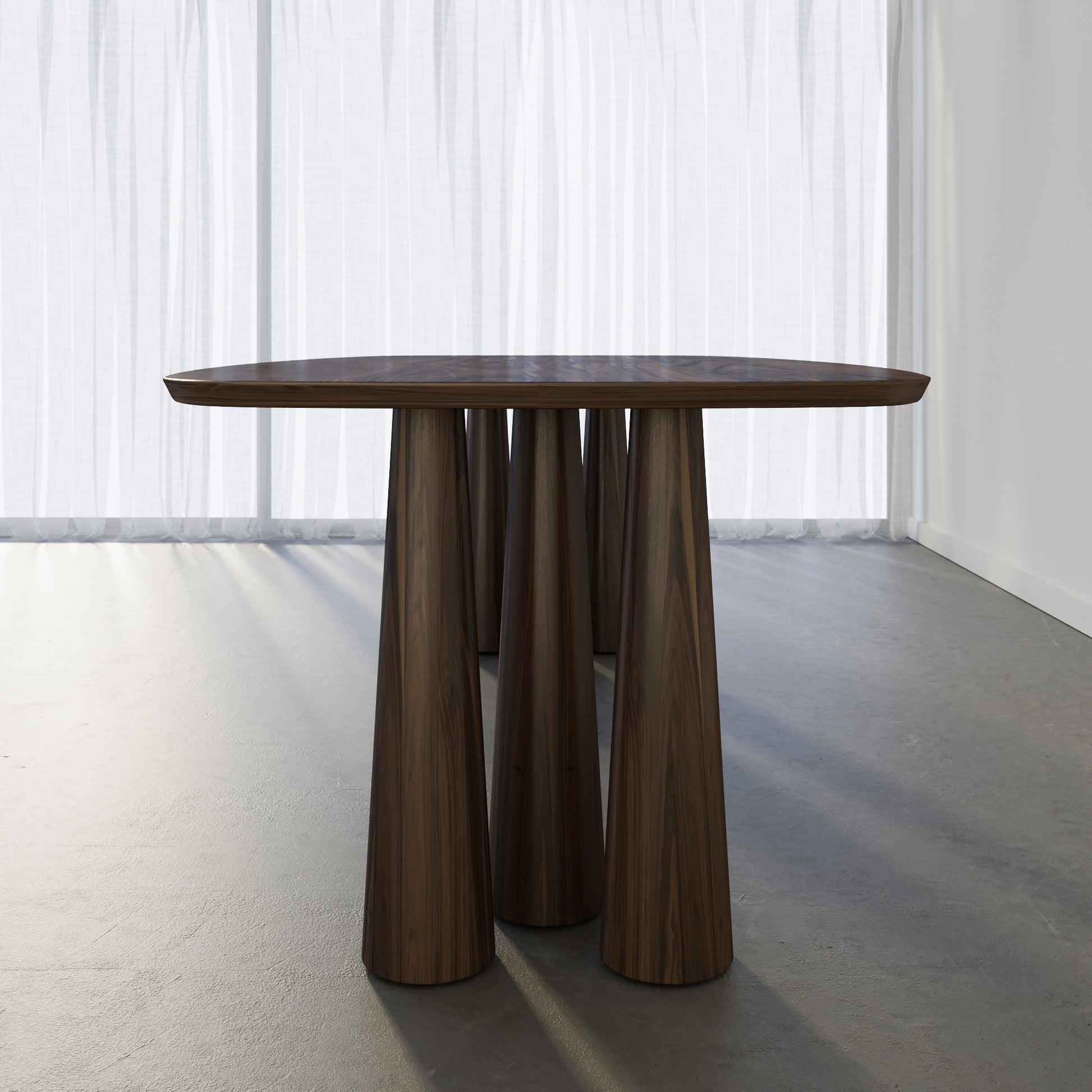 Bold Table limited edition mid-century inspired collectible dining table in walnut

Bold Table six tapered legs close-up, handcrafted in Australia