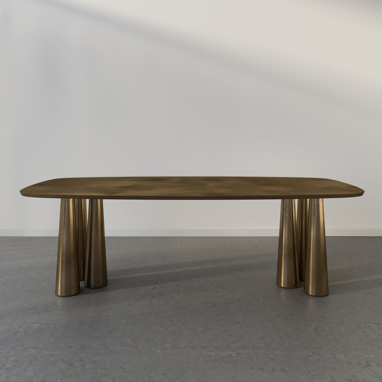 Bold Table limited edition mid-century inspired collectible dining table in brass

Bold Table six tapered legs close-up, handcrafted in Australia