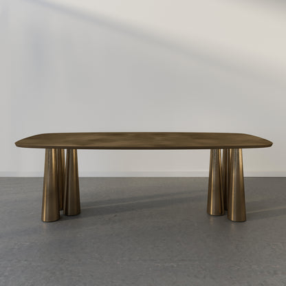 Bold Table limited edition mid-century inspired collectible dining table in brass

Bold Table six tapered legs close-up, handcrafted in Australia