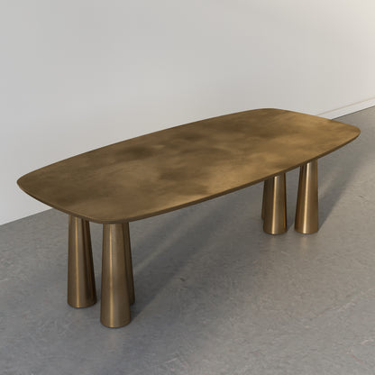 Bold Table limited edition mid-century inspired collectible dining table in brass

Bold Table six tapered legs close-up, handcrafted in Australia