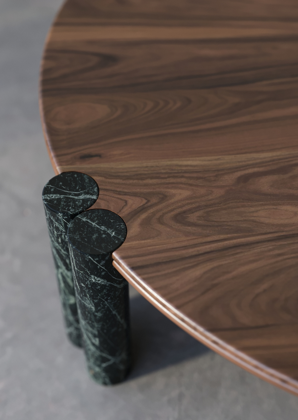 Forever Coffee Table top in walnut and marble, 30 mm thick, modern heirloom design