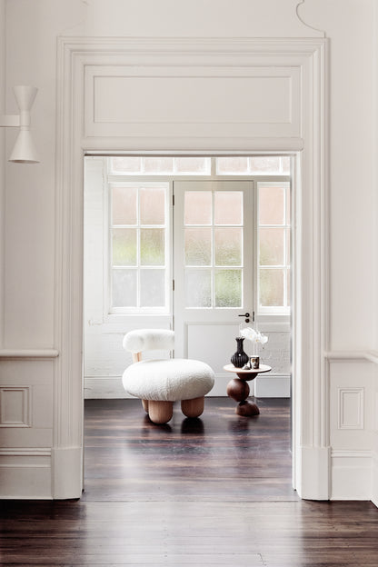 Pom Pom Side Table in Walnut, numbered edition detail