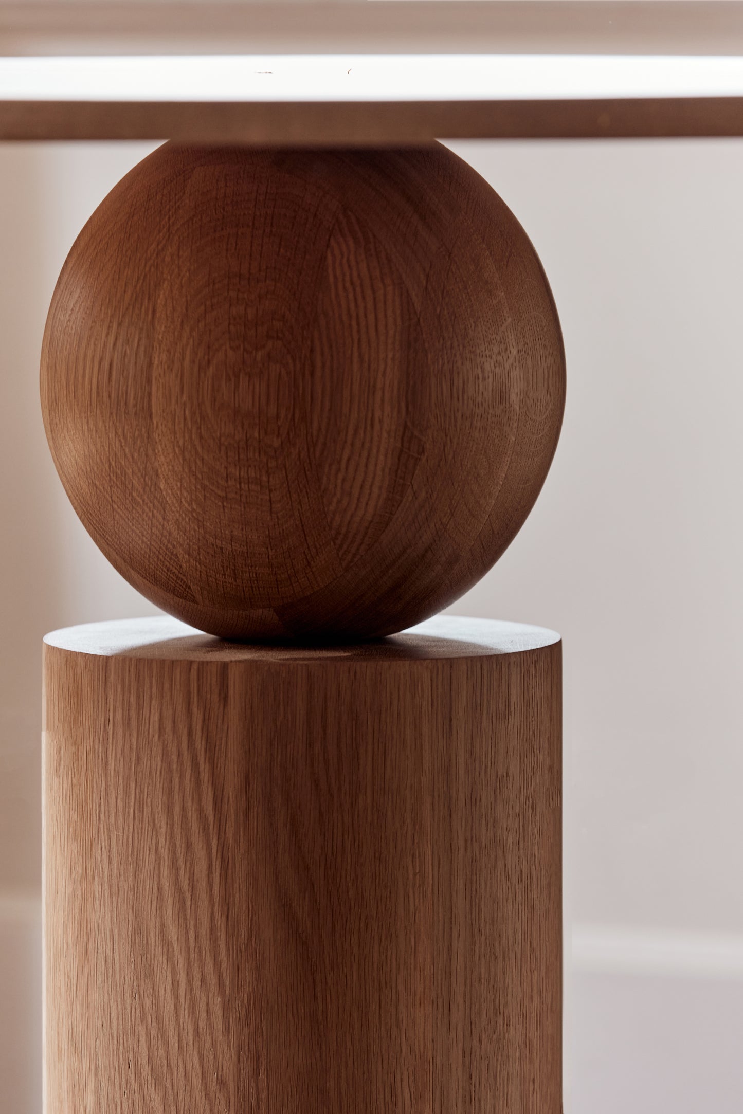 Sphere Console Table American Oak edition close-up, numbered edition detail
