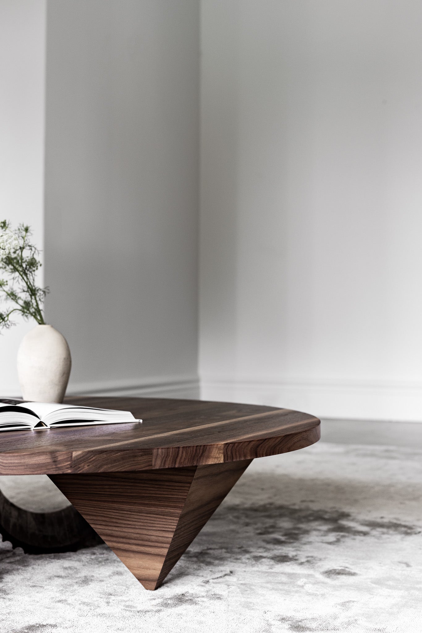 Underline Coffee Table sphere base profile in Black Oak, 30 editions