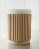 Underline Stool boucle upholstery top close-up, handcrafted in NSW