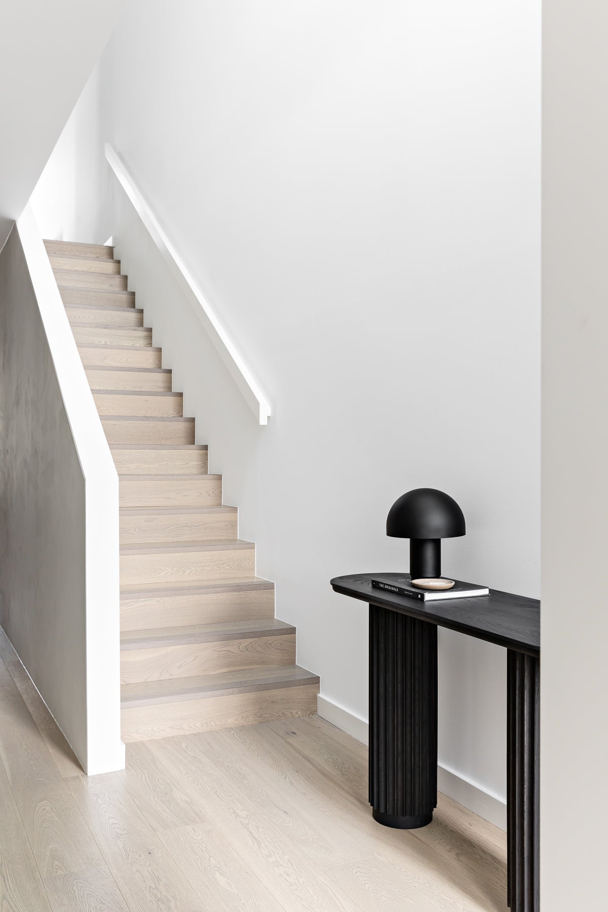 Underline Console close-up of layered edge detail in Black Oak, handcrafted in NSW