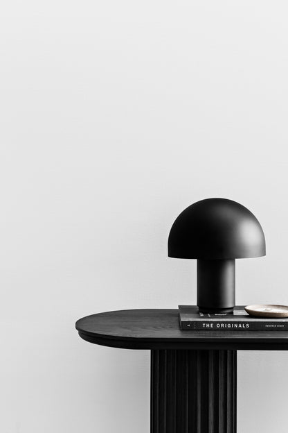 Underline Console close-up of layered edge detail in Black Oak, handcrafted in NSW